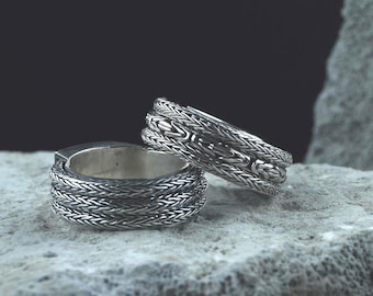 Oxidized Sterling Silver Bali Ring - Hand Woven Statement Band