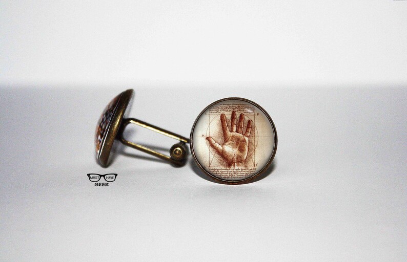 designer doctor Gift for painter for him hand proportions cuff Gift for Her Leonardo Da Vinci Cufflinks Anatomical hand Cuff links