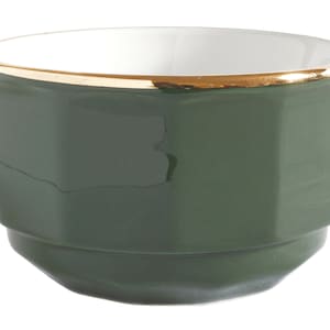 Apilco sugar bowl - small and large green and gold open sugar pots