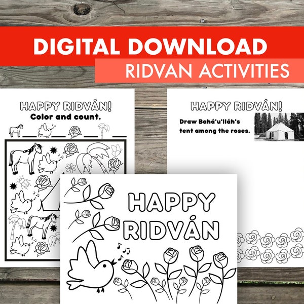 Baha'i Ridvan 2024 Coloring Pages - Festival of Ridvan Celebration Children's Activity - 12 Days of Ridvan