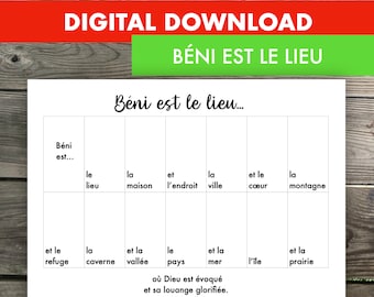 Béni est le lieu... - French Baha’i Prayer Printable - Children’s Class Activity