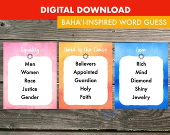 Baha’i Naw Ruz 2023 Game - Word Guess Activity Printable- Baha'i Inspired Community and Family Game