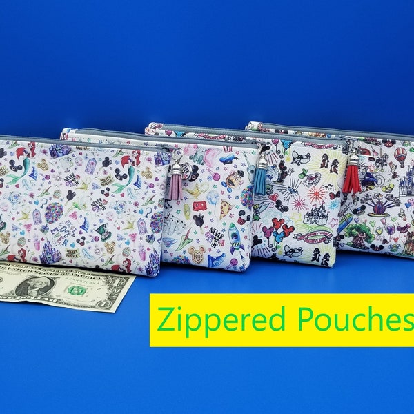 Fun and Handy Zippered Pouch, Faux/Vegan Leather, Cosmetic, Essentials, Currency Pouch. Gift for her, Made in Maryland
