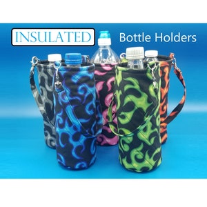 Portabottiglie per acqua/bibite, colori fiamma, isolato, foderato, ottimo regalo per tutte le età - Bottiglia NON inclusa -