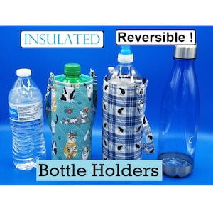 Water/Soda Bottle Holder, Kitty Cat Motif, Insulated, Lined, Great Gift for All Ages -Bottle NOT Included-