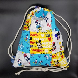 Drawstring Backpack, Mickey Mouse Motif, All ages, All Occasion, Adult, Teens, Kids, Vacation, School, gifts, Holidays