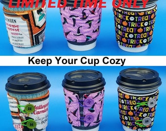 Coffee Cup Cozy, Halloween Motif, Cup Sleeve, Great Gift. Adults, Teens, Kids.