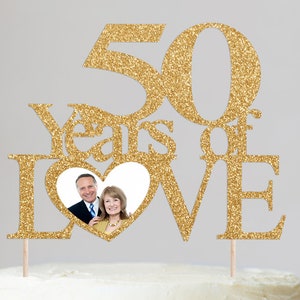 Years of Love Anniversary Photo Cake Topper - Customizable for Any Year - Personalized Anniversary Cake Decoration