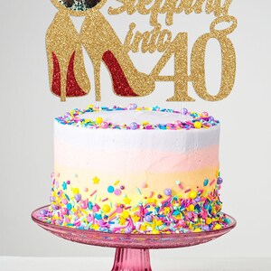 Stepping into 40 Birthday Photo Cake Topper image 2