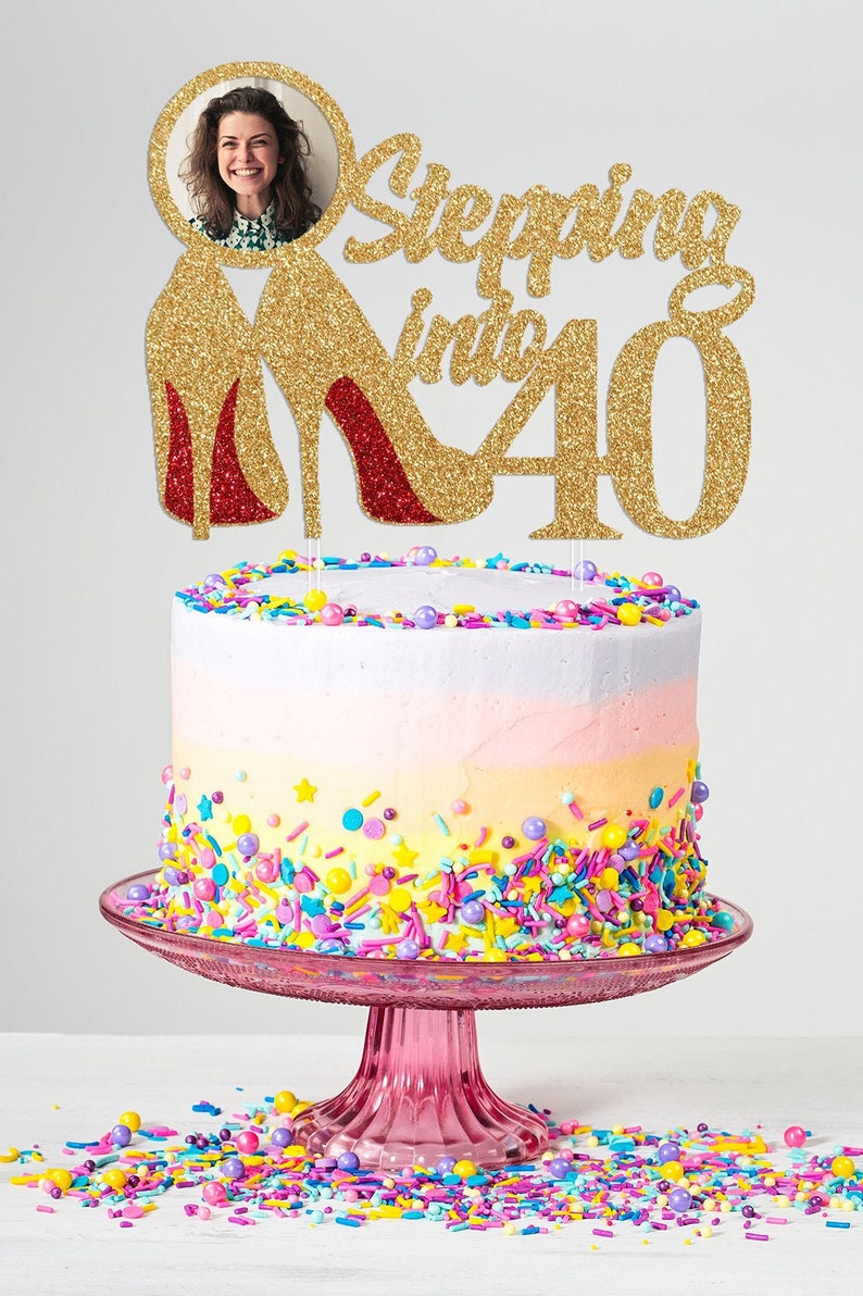 Stepping into 40 Birthday Photo Cake Topper image 2