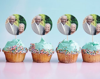 Birthday Cupcake Toppers, Personalized Face Cupcakes, Party Decorations, Photo Cupcake Toppers, 12 Toppers