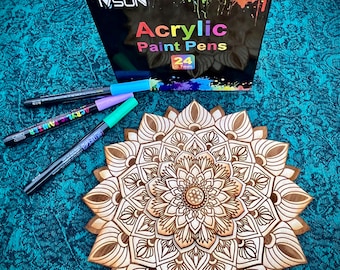 Kit fai da te per dipingere mandala zen: tela in legno di betulla incisa