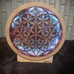 Scatola luminosa con geometria sacra, lampada che cambia colore del seme della vita, decorazione in cristallo, lampada a bagliore spirituale per l'illuminazione domestica