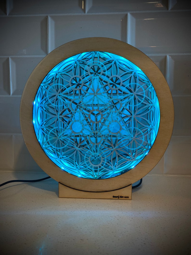 Flower of Life Color Changing Light Box Art Lampsacred Etsy