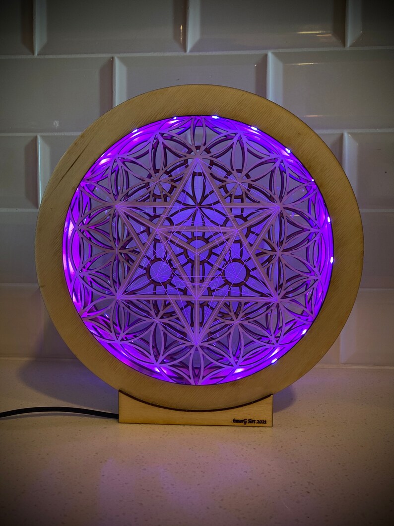 Flower of Life Color Changing Light Box Art Lampsacred Etsy