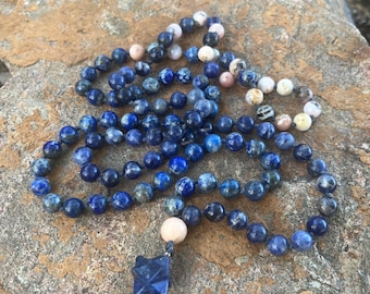 Lapis Lazuli mala 108 prayer bead necklace, stone necklace, meditation
