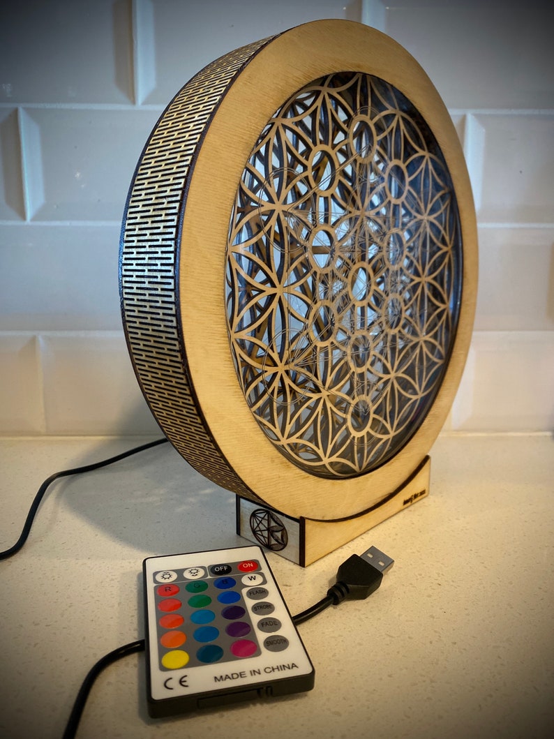 Flower of Life Color Changing Light Box Art Lampsacred Etsy