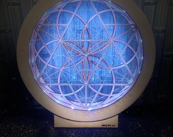 Lampada luminosa Seme della Vita: lampada artistica con geometria sacra che cambia colore