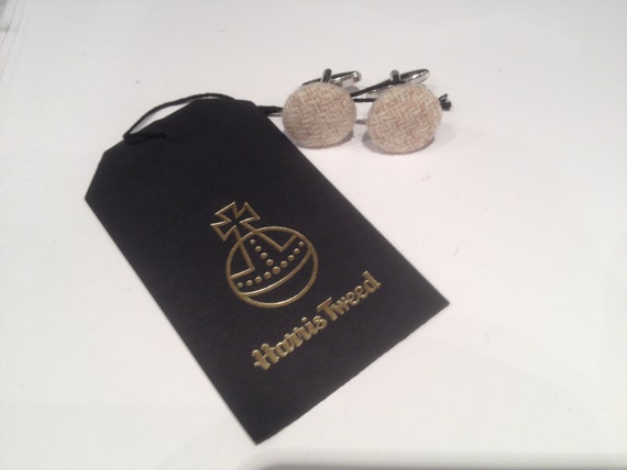 Hand  Made  cufflinks  with  Harris Tweed , James  Bond Tweed Cufflinks,wedding cufflinks, groomsmen Personalised wedding YC135