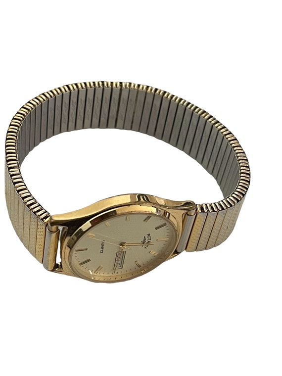 Rotary quartz mens gold watch Gem