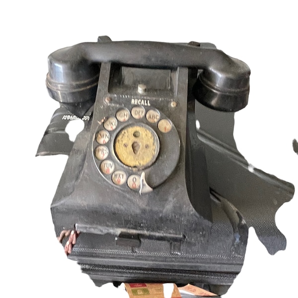 1956 GPO bakelite matt black dial telephone, with fully opening tray for personal directory notes and working bel