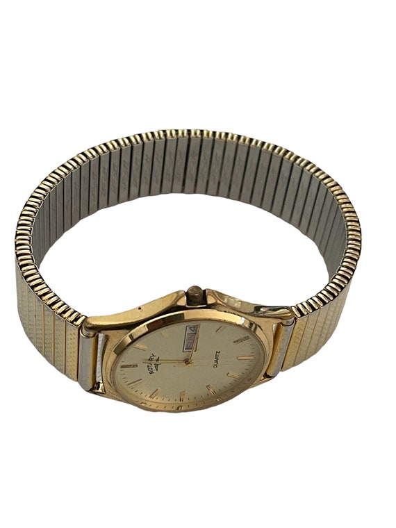 Rotary quartz mens gold watch Gem