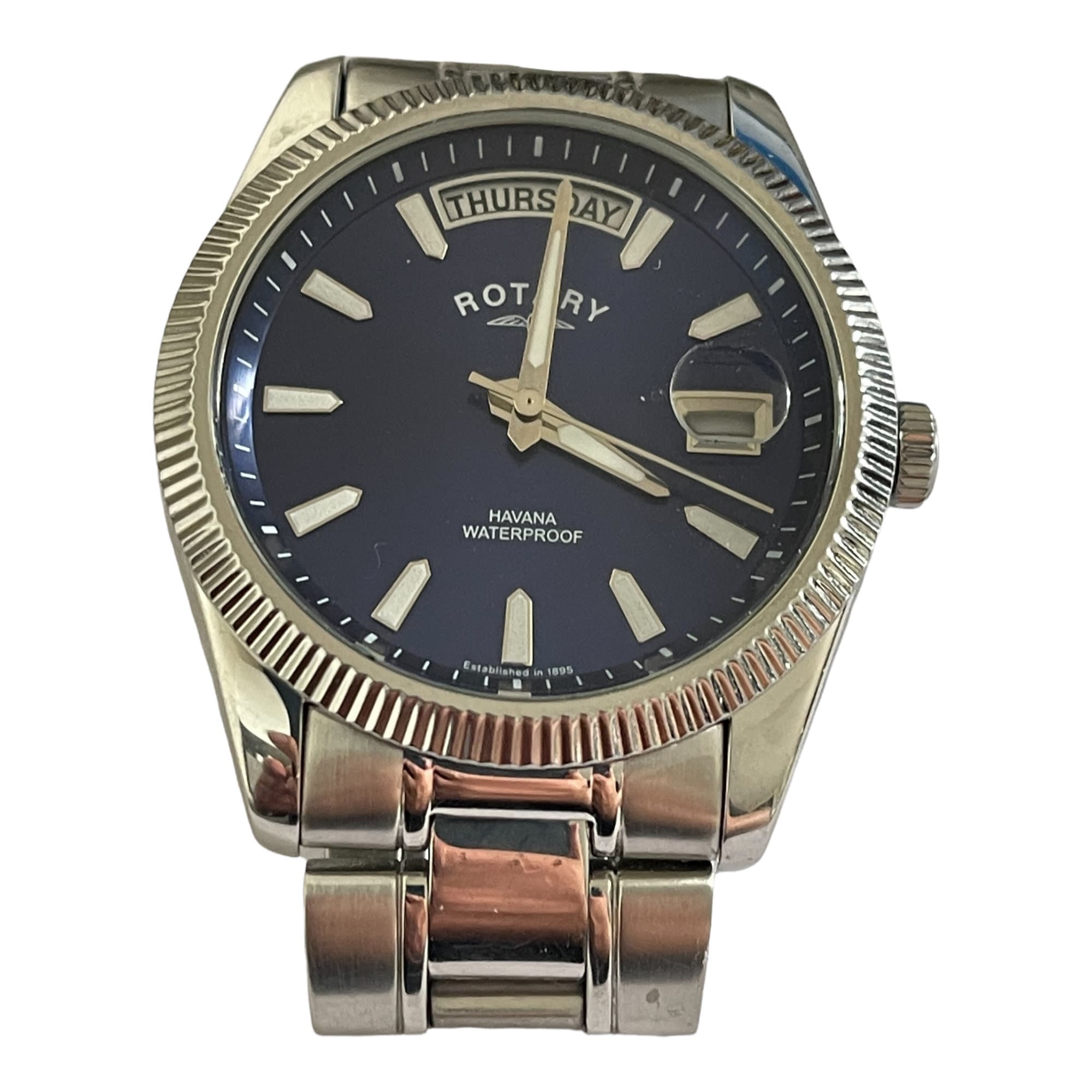 Men s Havana GB02660 05 Rotary Blue Face Watch 100m Used Etsy UK