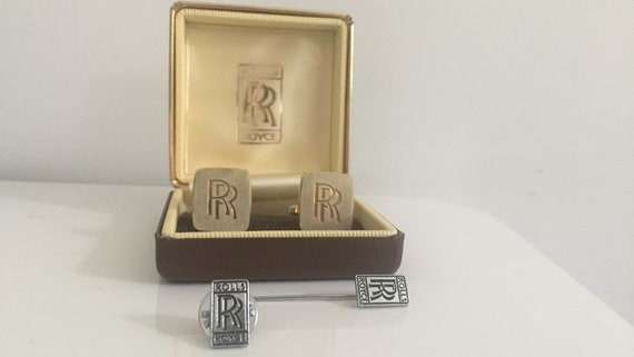 A pair of vintage authentic Rolls Royce brushed gold plated cufflinks.