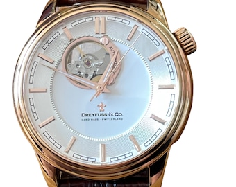 Dreyfuss Co Mens Skeleton Automatic Watch With Leather Strap