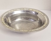 Heavy Silver Plate Serving Bowl with Mother of Pearl trim around the top