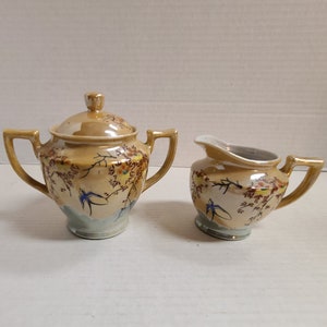 Oriental Style Sugar & Creamer Japan Marked