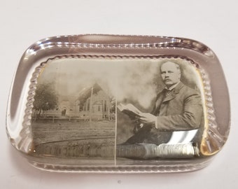 Antique Heavy Glass Paper Weight, New York