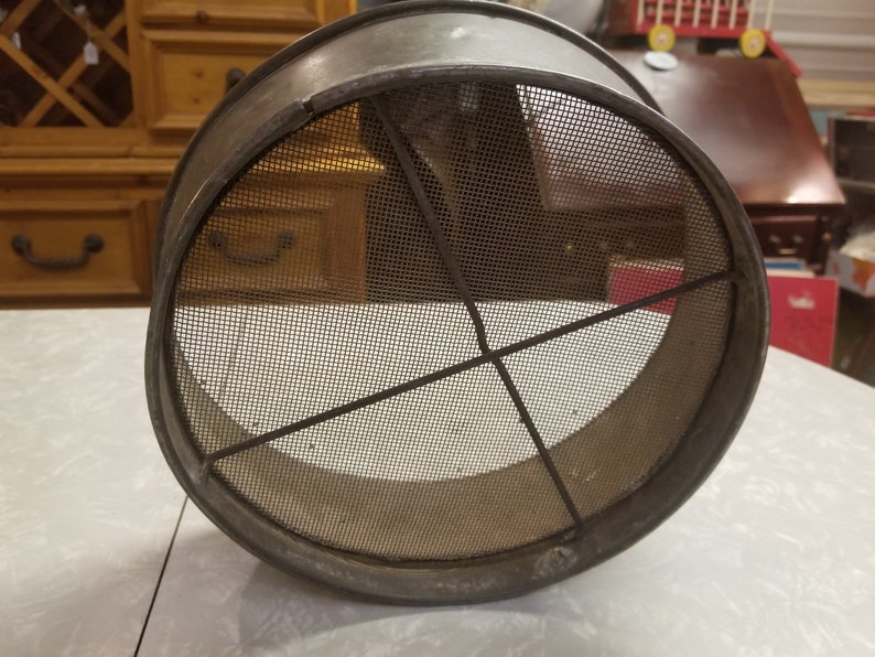 metal sieve Antique Metal Grain Sifter antique kitchen