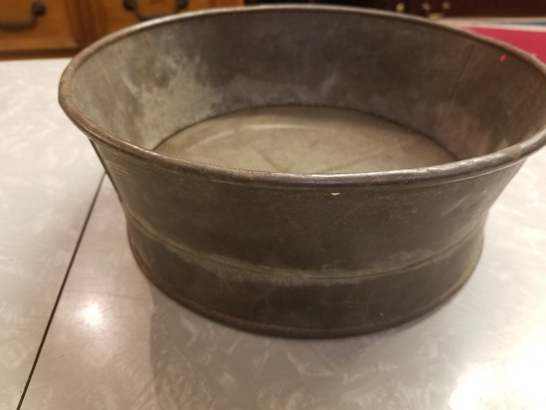 metal sieve Antique Metal Grain Sifter antique kitchen