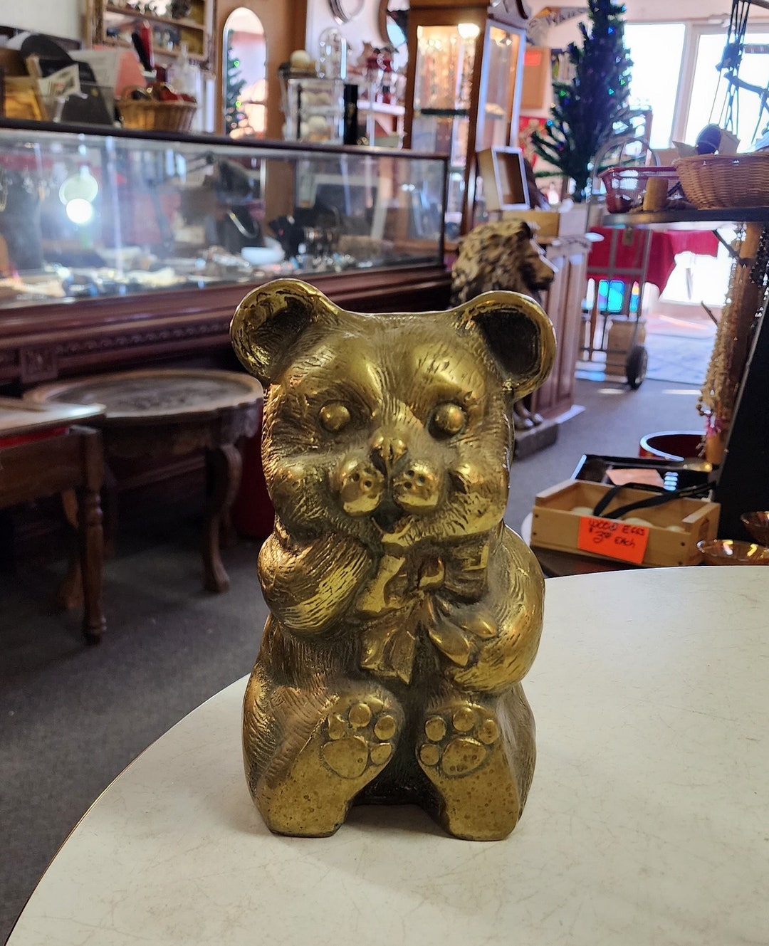 Vintage Solid Brass Teddy Bear Bank Etsy