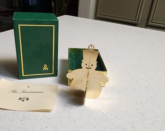 1977 Danbury Mint Christmas Ornament Snowman 20K gold Covered