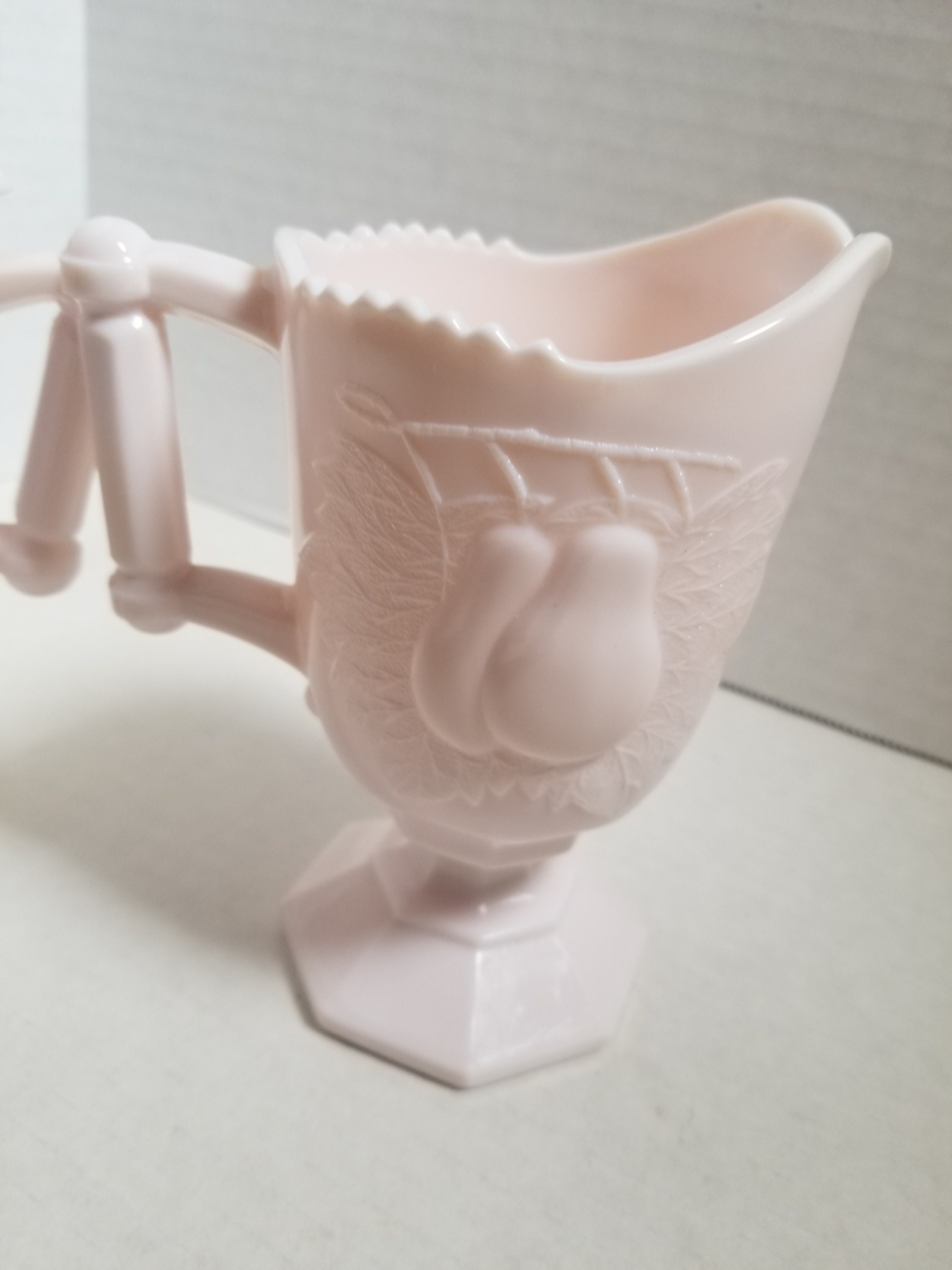Vintage Pink Milk Glass Creamer and Sugar Etsy