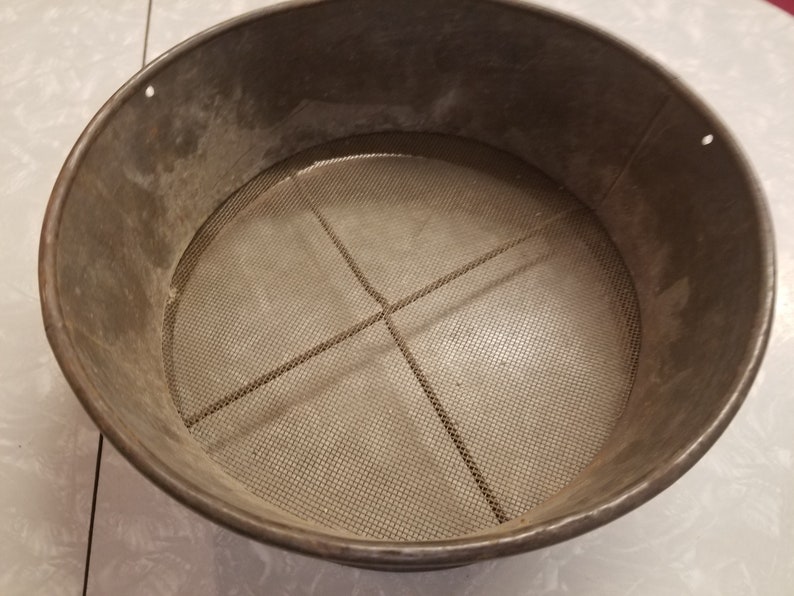 metal sieve Antique Metal Grain Sifter antique kitchen