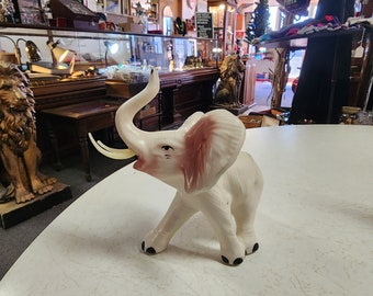 Vintage Trunk Up Good Luck  Ceramic Elephant Statue