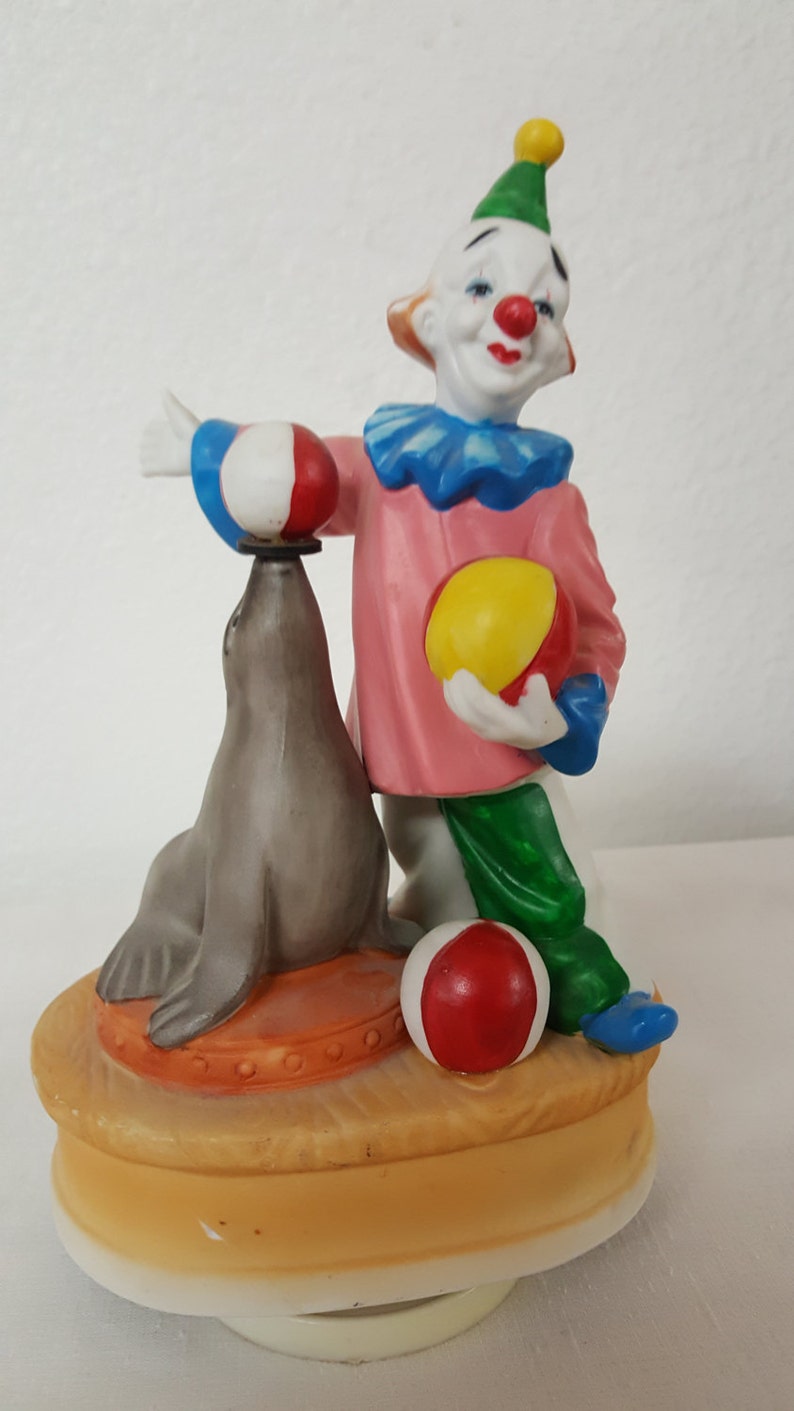 Vintage Clown & Seal Revolving Music Box Seal Music Box Etsy