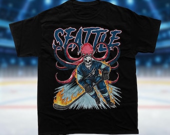 Seattle Hockey, Skeleton Shirt, Kraken Hockey , Unisex Heavy Cotton Tee, Graphic Tees, Bootleg Shirt, NHL Merch Tees, Crewnecks