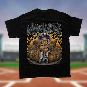 Milwaukee Baseball, Skeleton Shirt, Brewers, Unisex Heavy Cotton Tee, Graphic Tees, Bootleg Shirt, MLB Merch Tees, Crewnecks