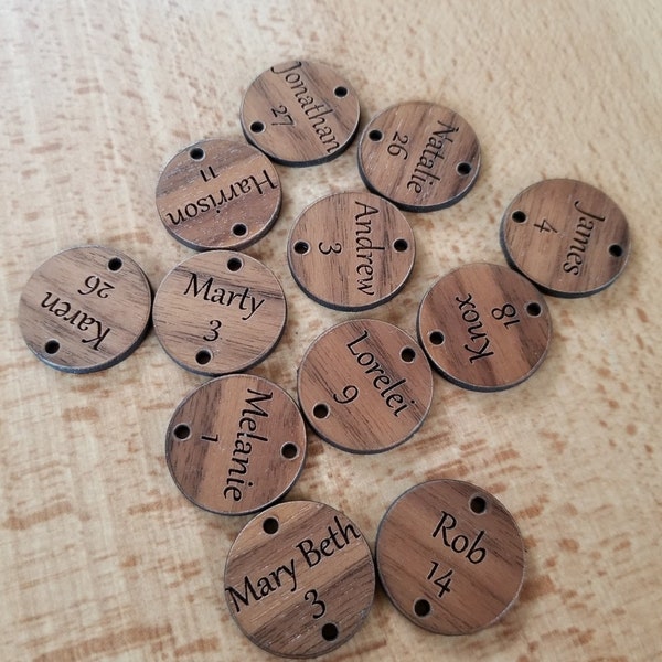 Family Birthday Board Tags 1"-INCH, WALNUT, Discs, Hearts, Blank, Personalized, Laser Engraved, Anniversary, Reminder, Calendar, Wood