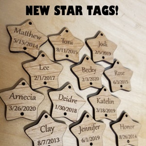 Family Birthday Board STARS, 1", 1.25", 1.5" INCH ALDER Wood, Tags, Personalized, Laser, Engraved, Anniversary, Reminder, Calendar, Wood