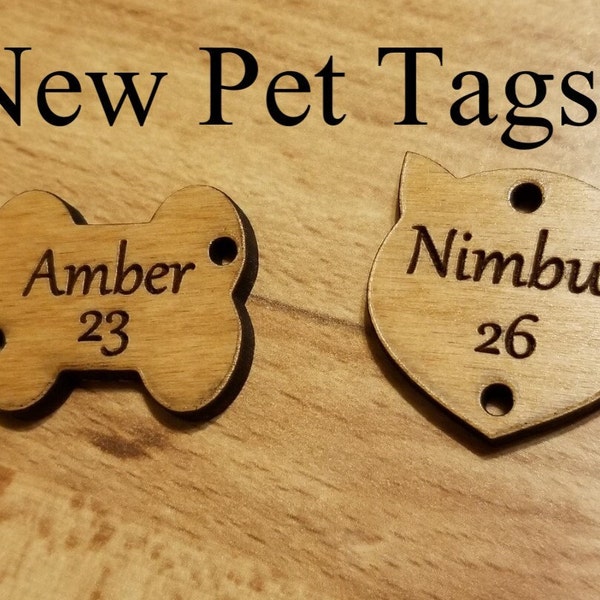 Family Birthday Board Pet Tags 1" INCH, Dog Bones, Cats, Alder, Walnut, Personalized, Laser Engraved, Anniversary, Reminder, Calendar, Wood
