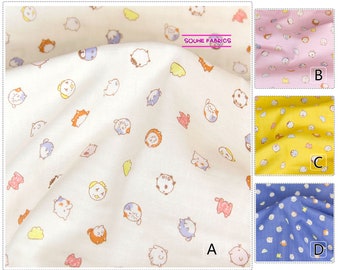 50cm Japanese Fabric Kokka Watercolor Stripes Double Gauze Pink