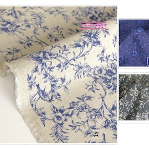 Japanese Kokka Rayon Linen Blend Canvas Fabric Retro flowers-50CM