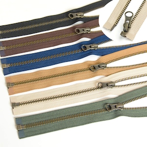 1pcs ykk #5 Open-End Metal Antique Brass Separating Zipper for Jackets