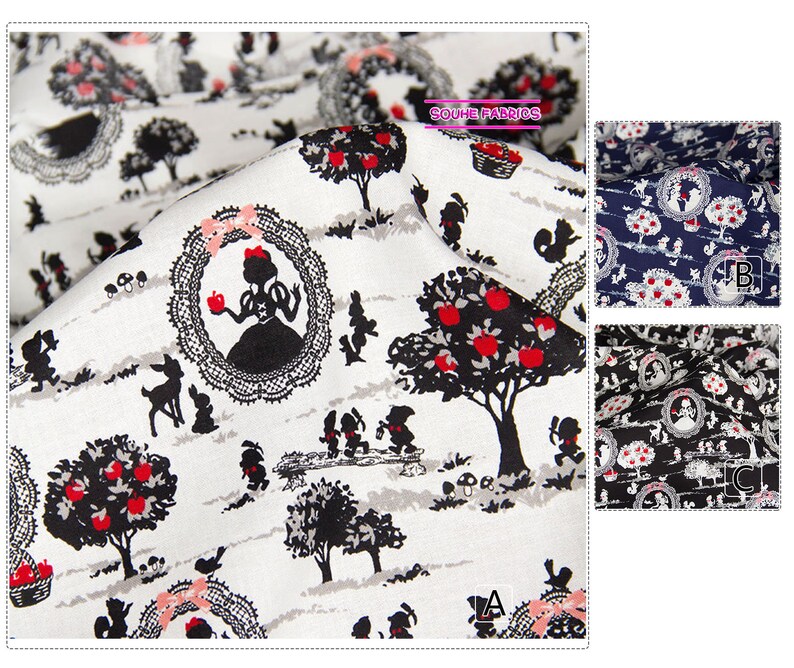 Japanese Kokka Cotton Fabric Quilting Fabric Snow White-50CM