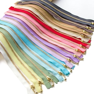1pcs YKK #3 Golden Brass Metal Zipper Close-end Non Lock Zipper Slider DIY Bag Purse Zipppers